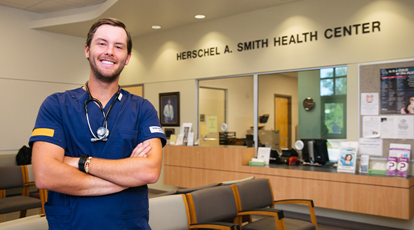 Nursing student in health center