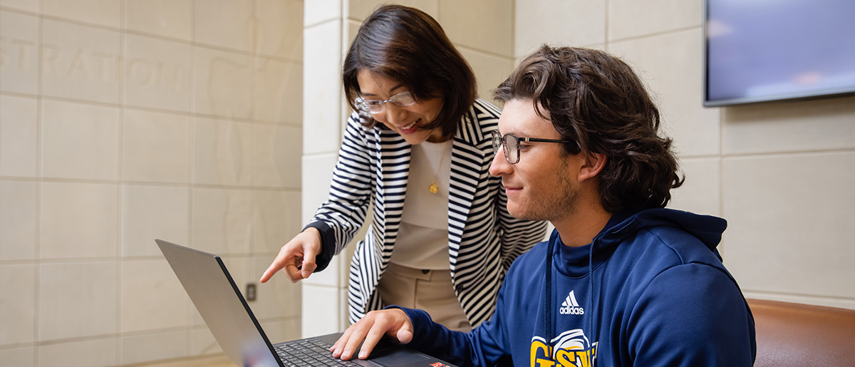 MBA student receiving guidance