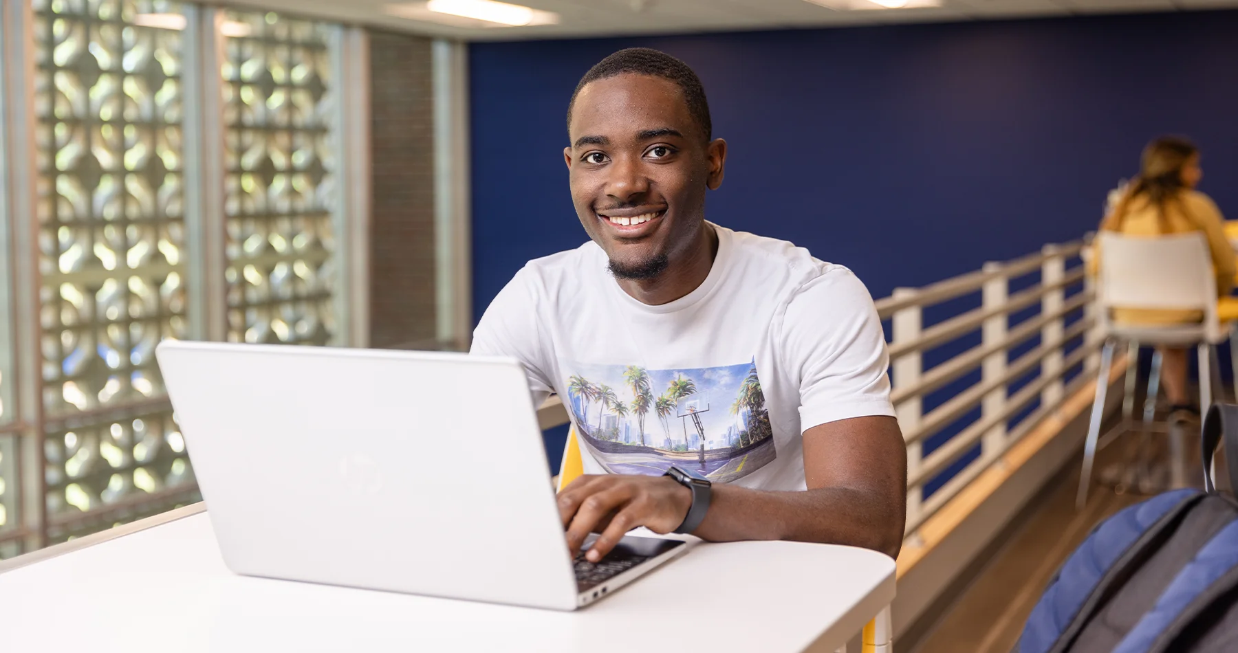 Student working on laptop