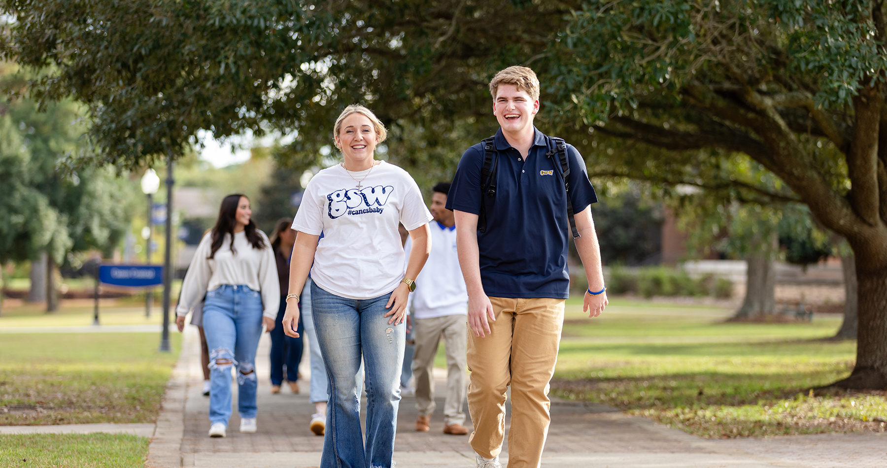 Students walking on campus