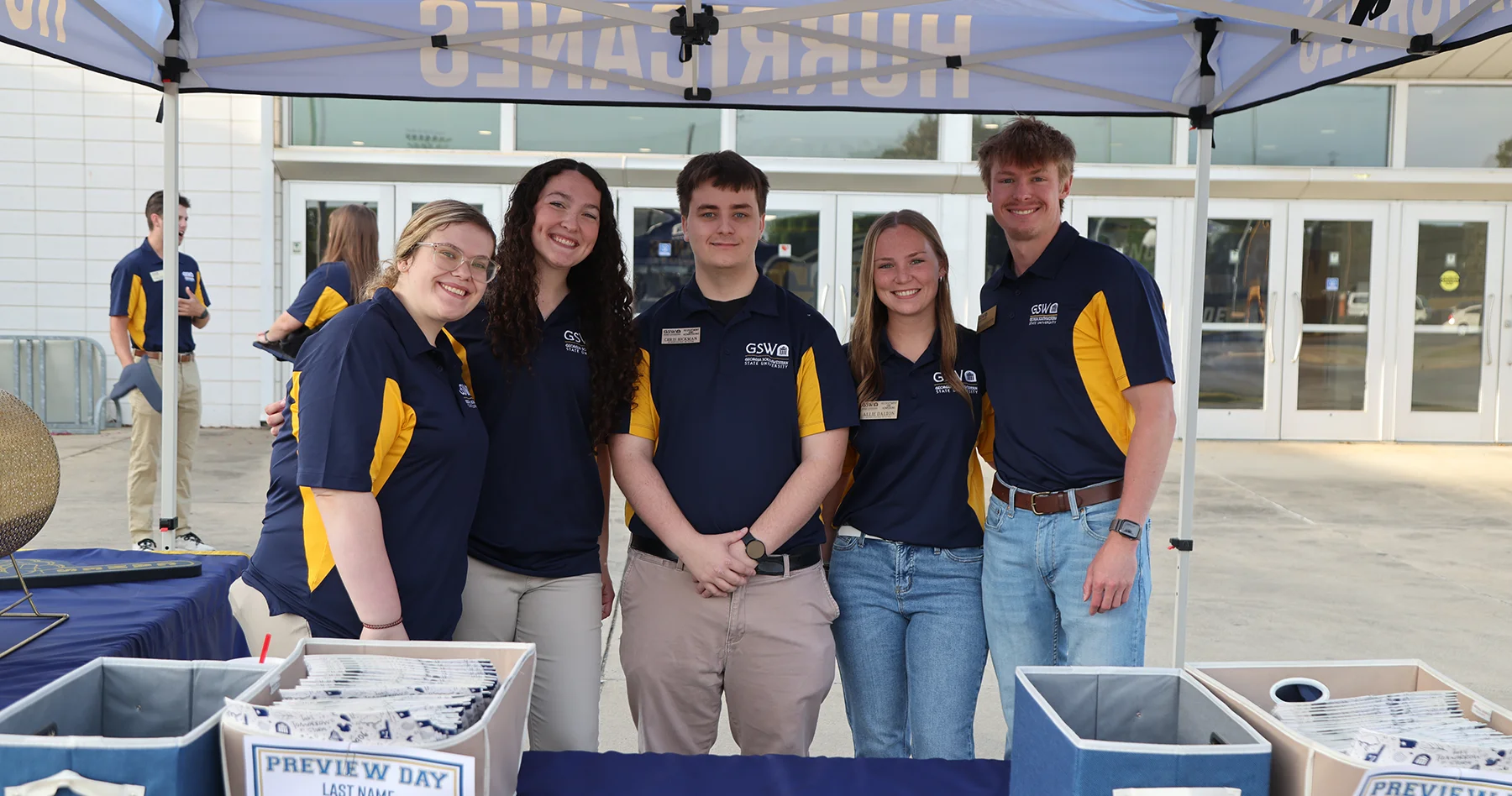 Some students posing for a picture at Preview Day.