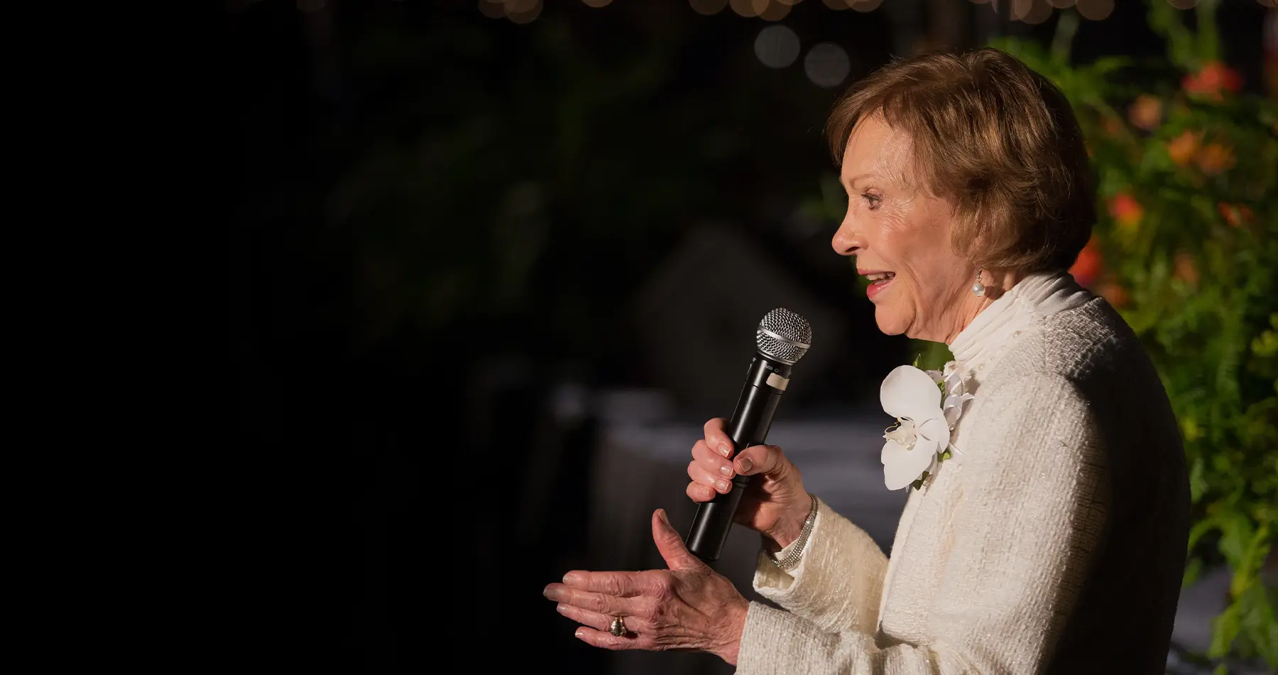 Former First Lady, Rosalynn Carter giving speech