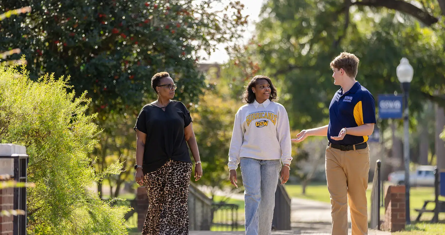 Student leading a campus tour during Preview Day