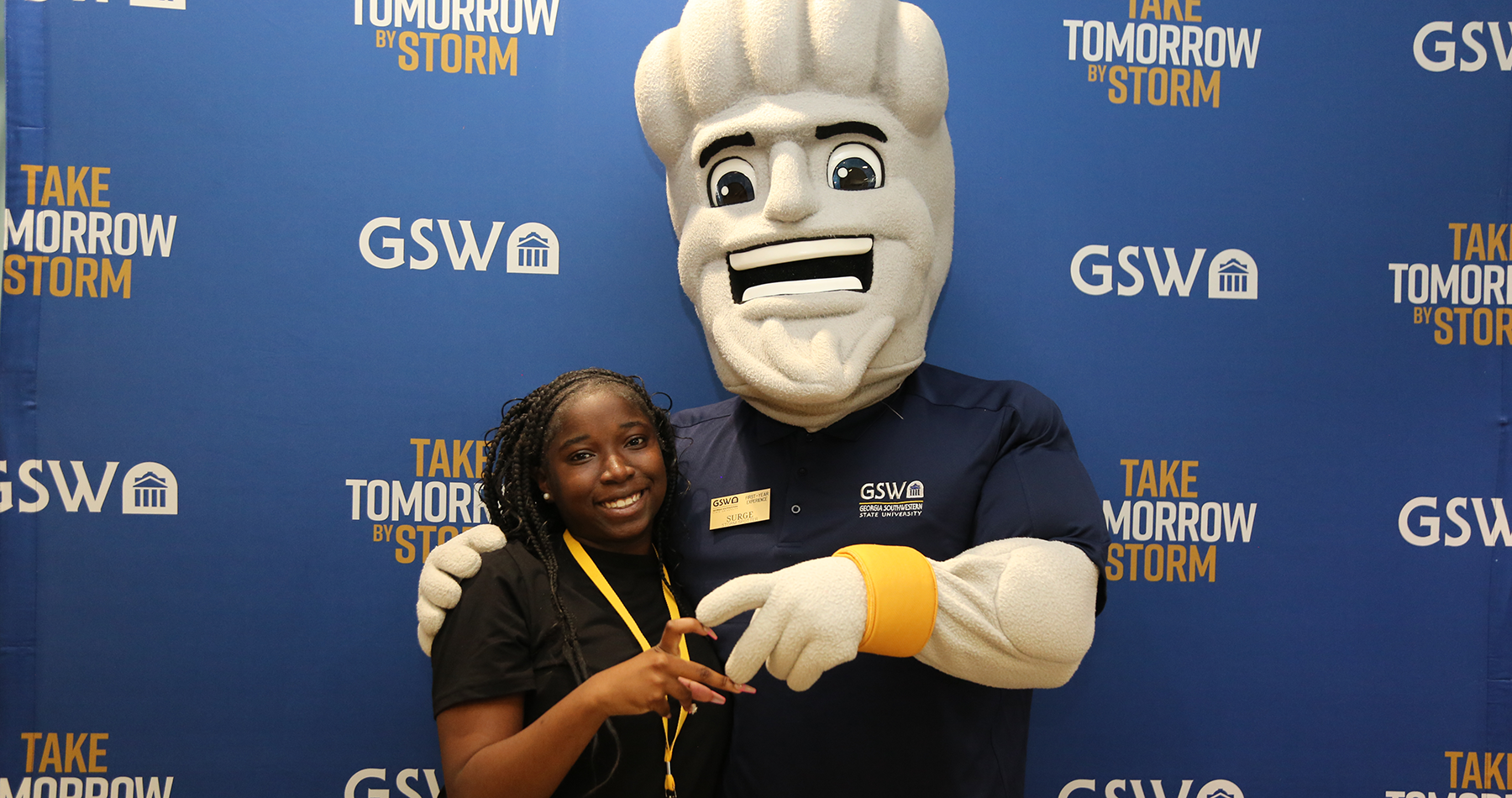 Student with Surge at Storm Day