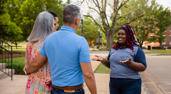 Student Giving tour of campus