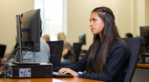 Student using computer