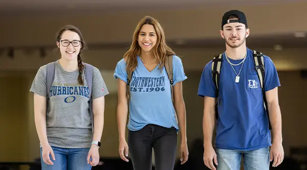 Students walking in hallway