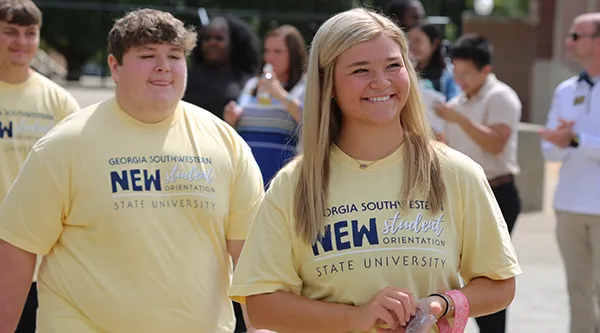 Students walking after convocation
