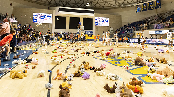 Stuffed animals being thrown in Storm Dome