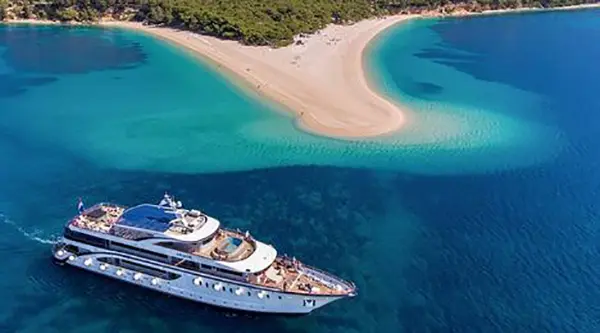 Boat cruising the Croatian coast 