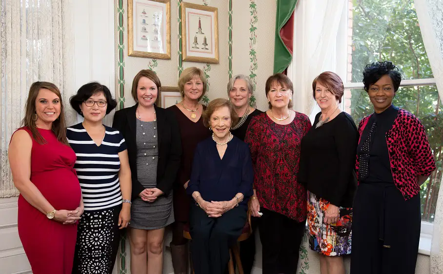 Rosalynn Carter with the RCI staff at the Networking Reception inside the Windsor Hotel prior to the annual RCI Summit. (2016) 