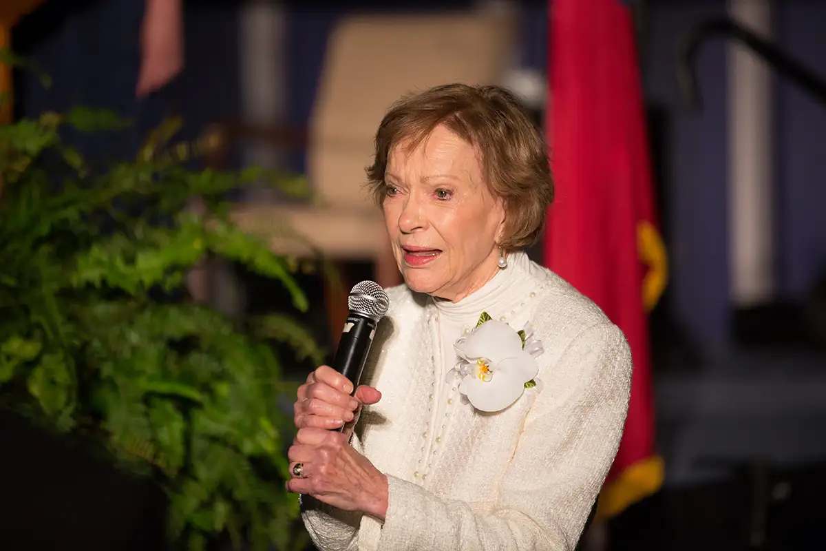 Rosalynn Carter speaks at the 30th Anniversary of the Rosalynn Carter Institute for Caregivers in the GSW Storm Dome. (2017)