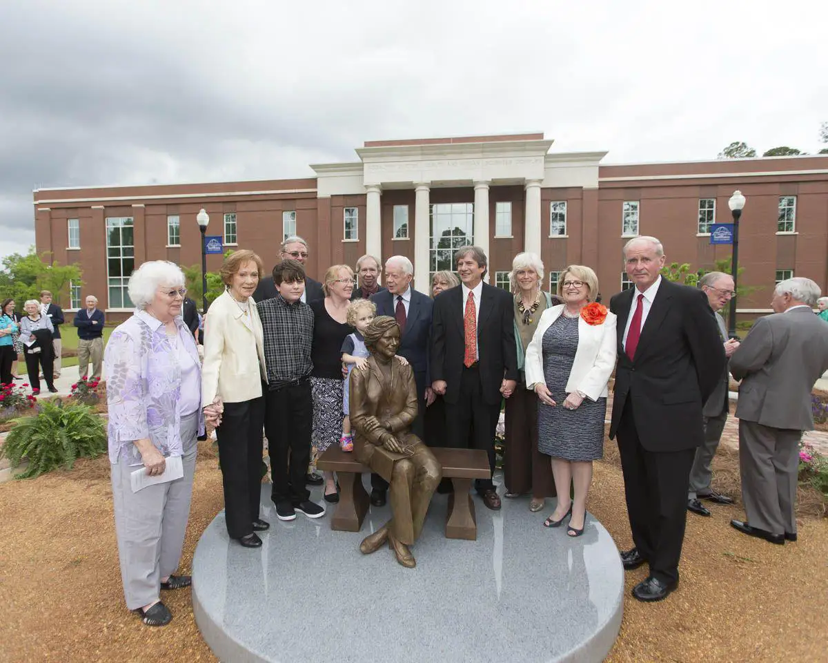 Rosalynn Carter statue by sculptors Teena Stern and Don Haugen unveiled in front of the Rosalynn Carter Health and Human Sciences Complex. (2013) 