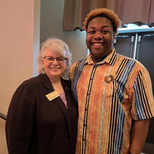 Dr. Julie Megginson and alumnus Rontae Angry