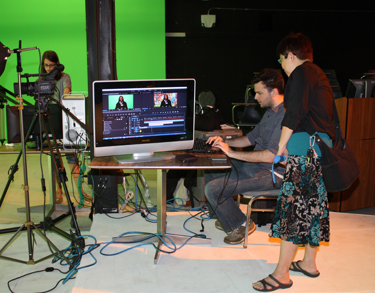 students working with video equipment