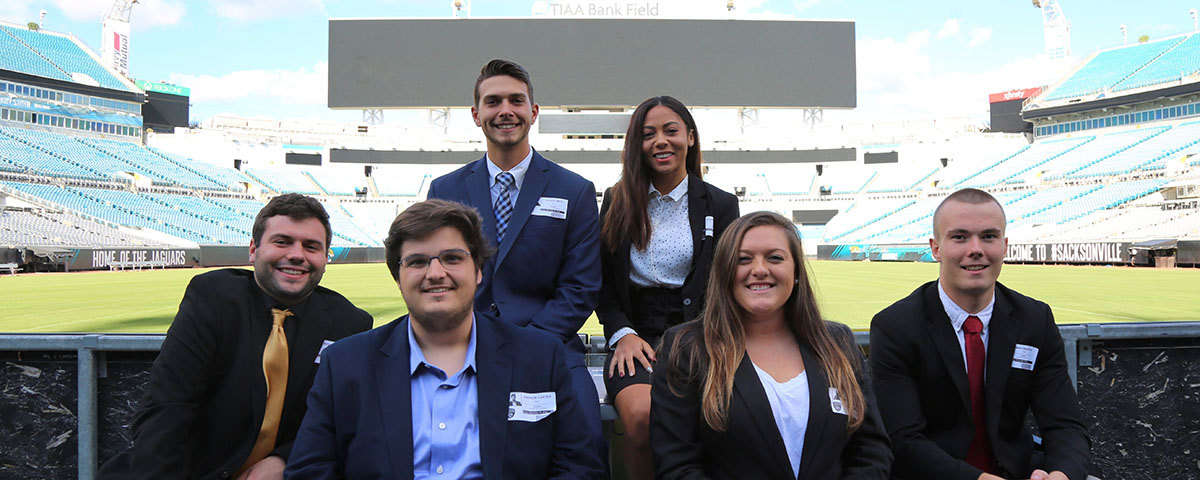 students at Jaguars football stadium