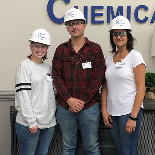 students in hard hats and goggles