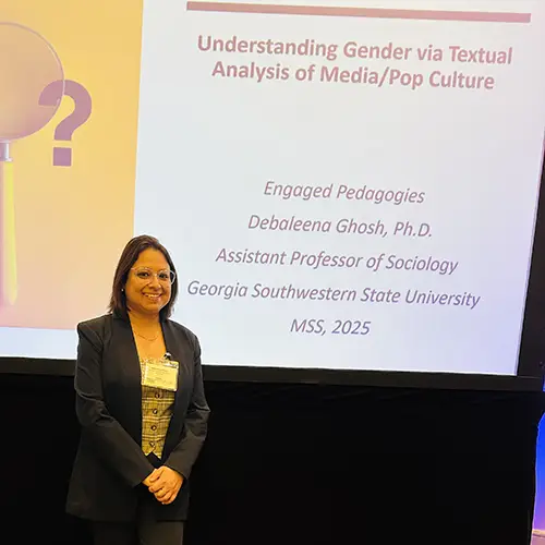 Dr. Ghosh with her presentation