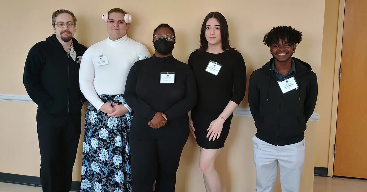 students at conference