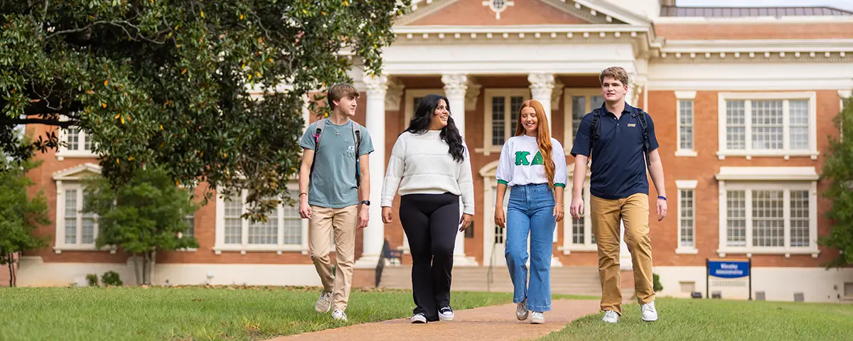 students walking in front of Administration Building