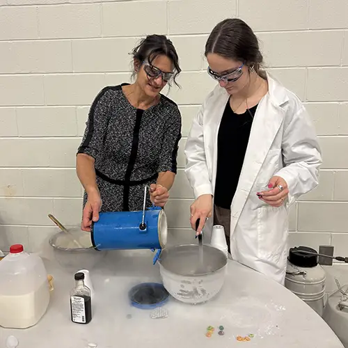 Dr. Iordanova and Jillian making ice cream