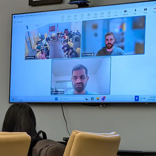 screen showing call with Dalton and students