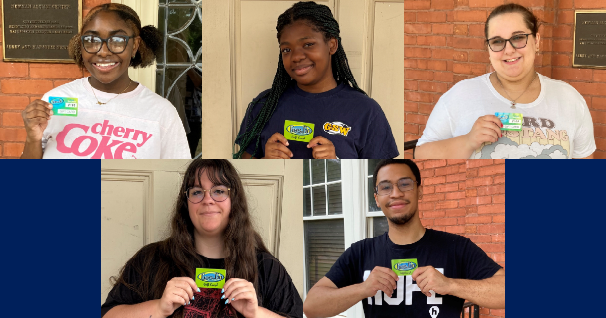 collage of gas card winners