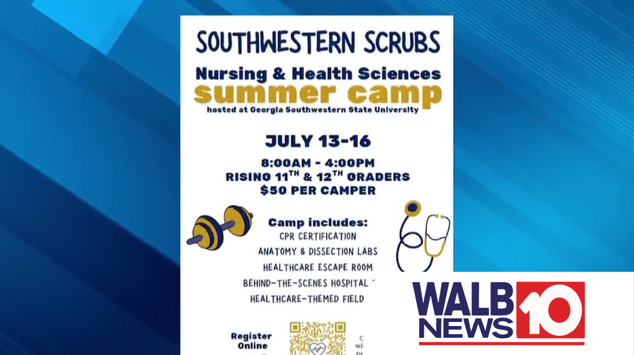 screen grab of a news segment that shows an event flyer
