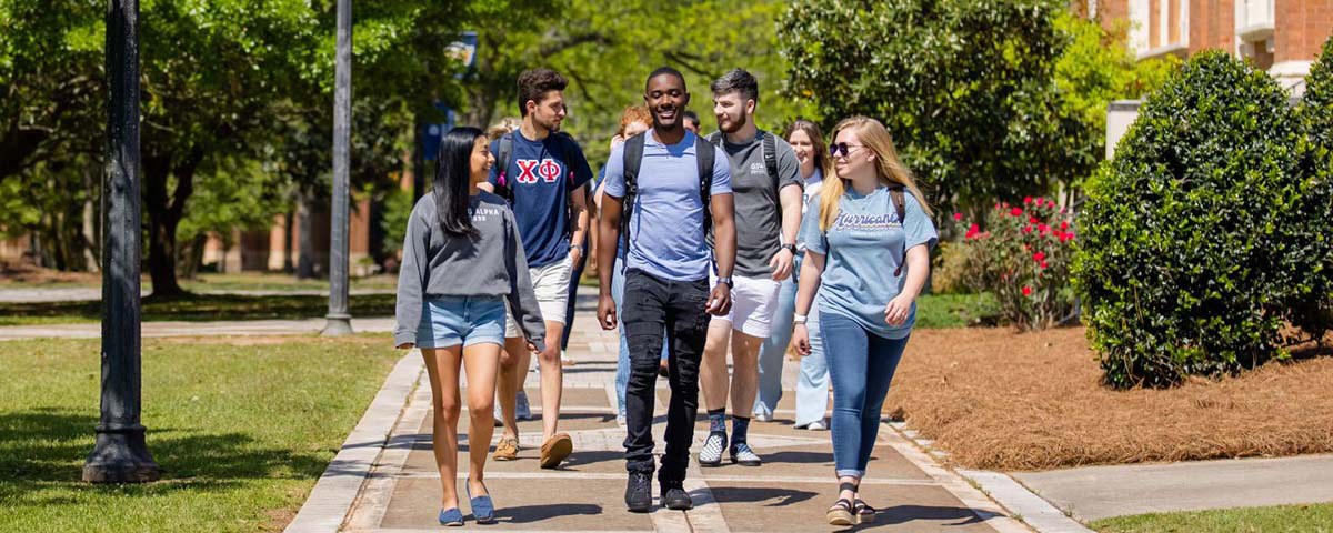 students walking on campus