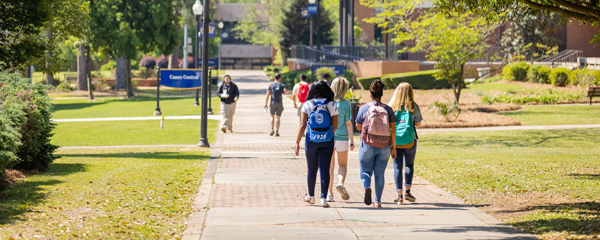 students walking on campus