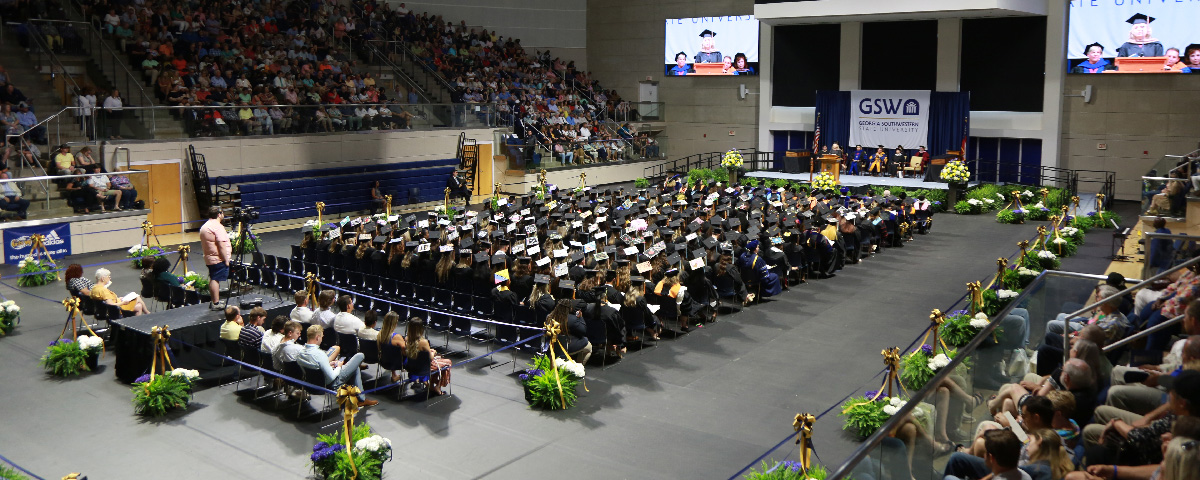 students and guests fill Storm Dome for graduation ceremony