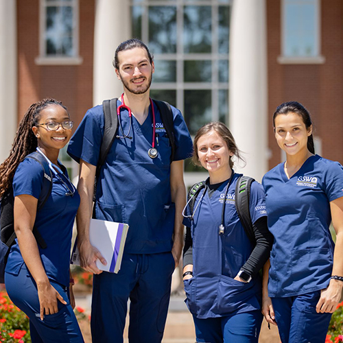 nursing students in scrubs