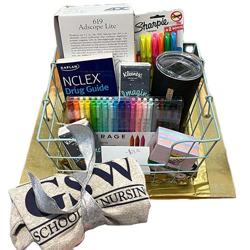 basket of nursing giveaway items