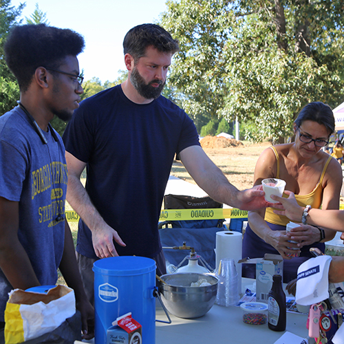faculty and student make ice cream
