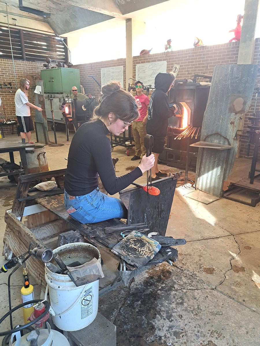 Glass students showcase their skills in the studio.
