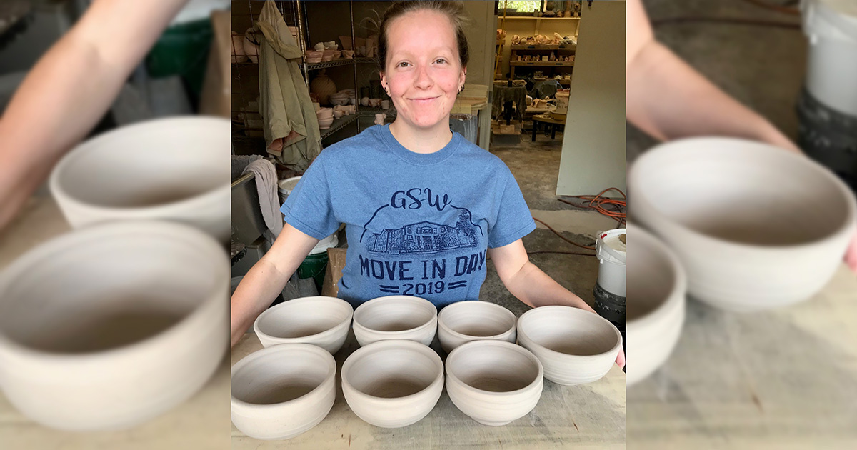 Amber Moore with various bowls