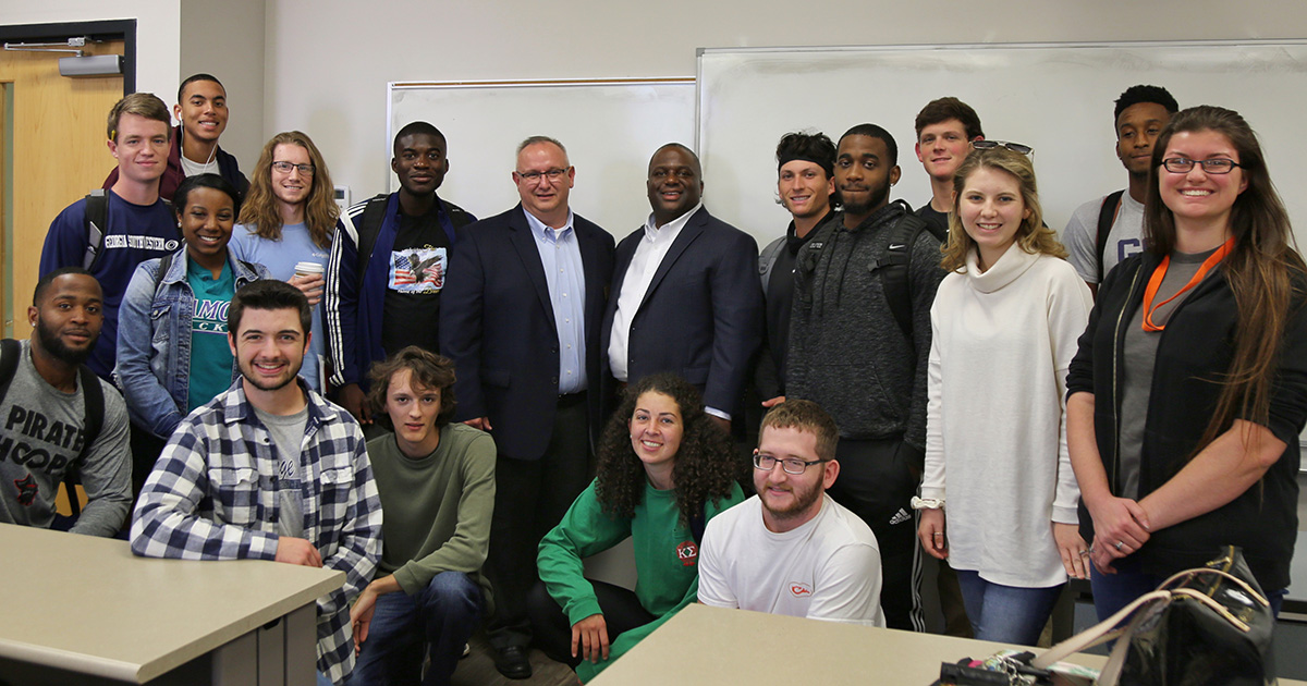 students with speaker