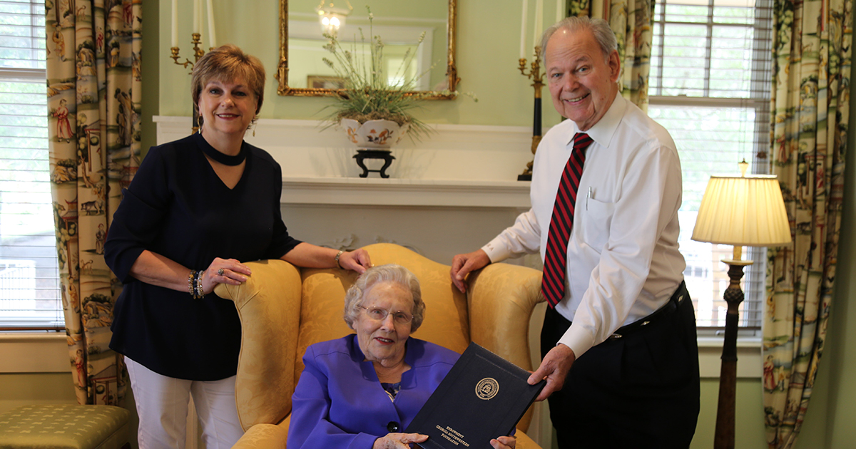 group with scholarship paperwork