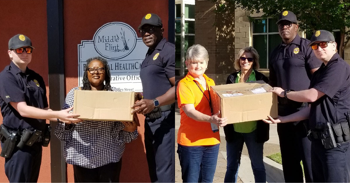 Officers give away supplies