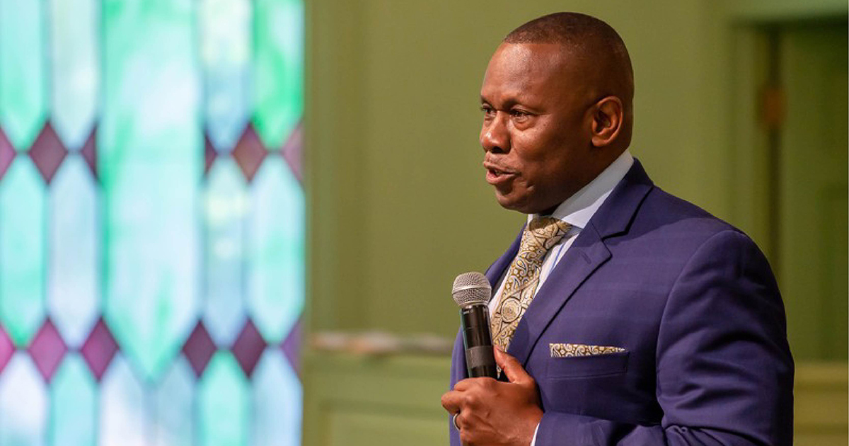 Rev. Tony Lowden speaking in church