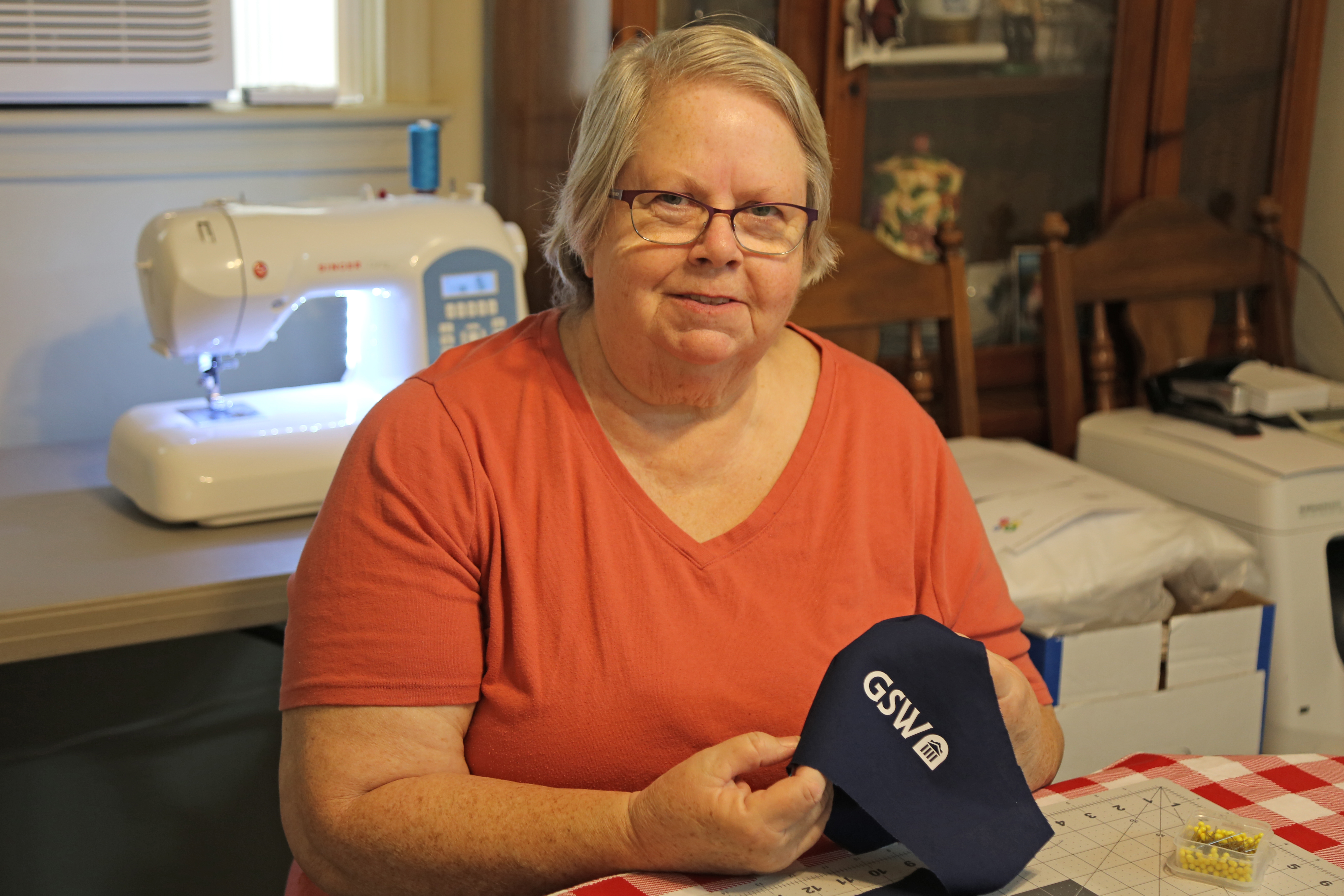 Mary Cooper with handmade mask