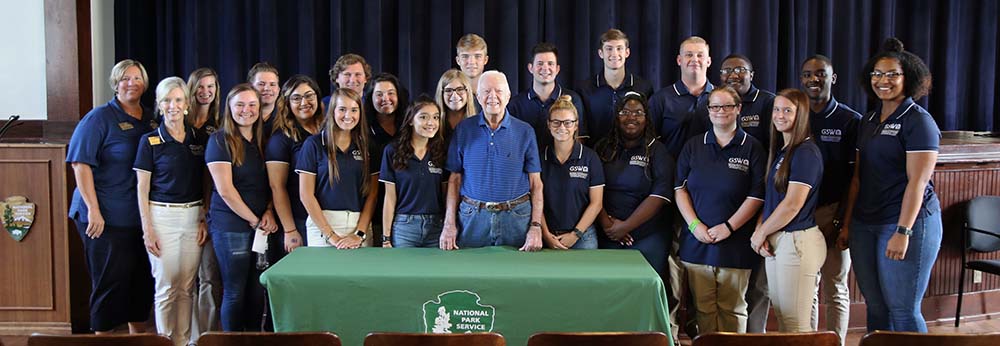 The first cohort of the President Jimmy Carter Leadership Program met with President Carter in 2019.