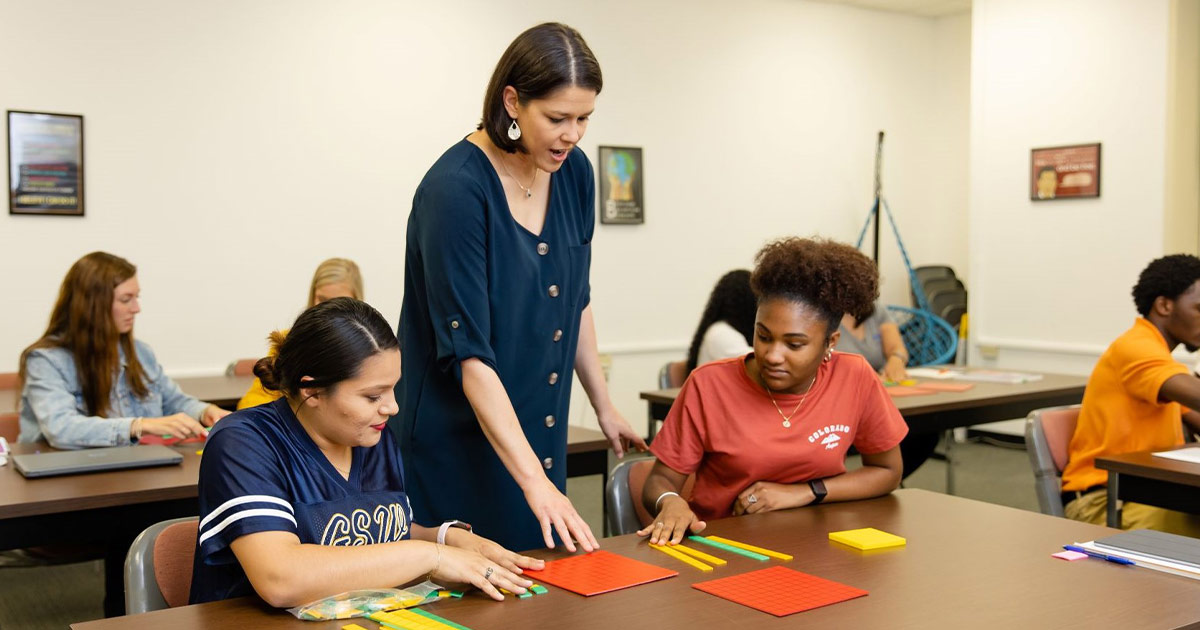 GSW Elementary Education professor and students