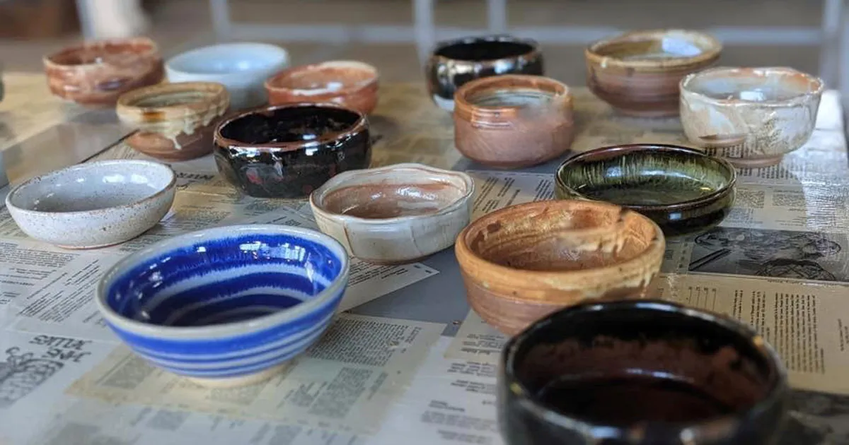 Close up image of ceramic bowls