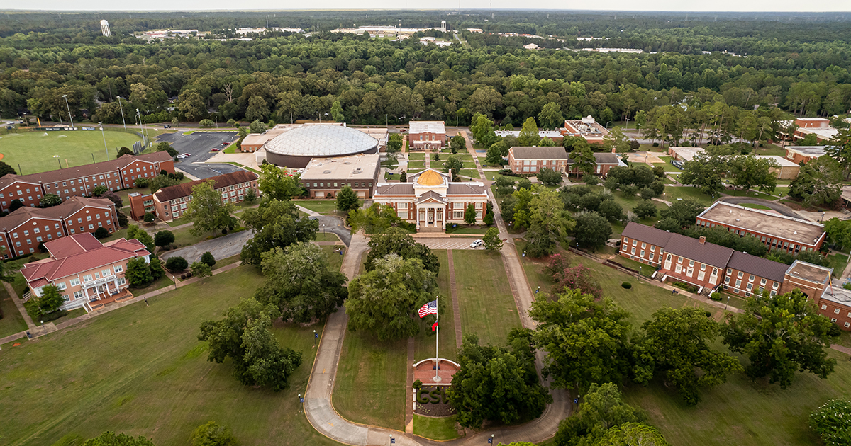 aerial view of GSW's campus