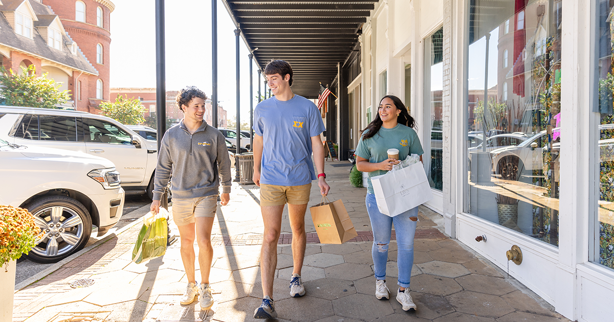 Students walking in downtown Americus