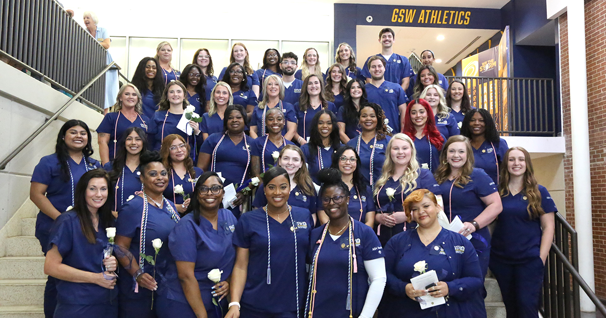 group of ASN students in scrubs