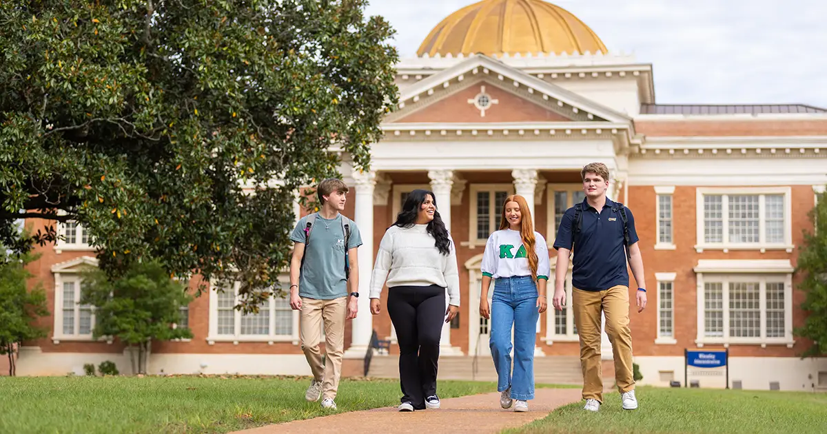 students walking on campus