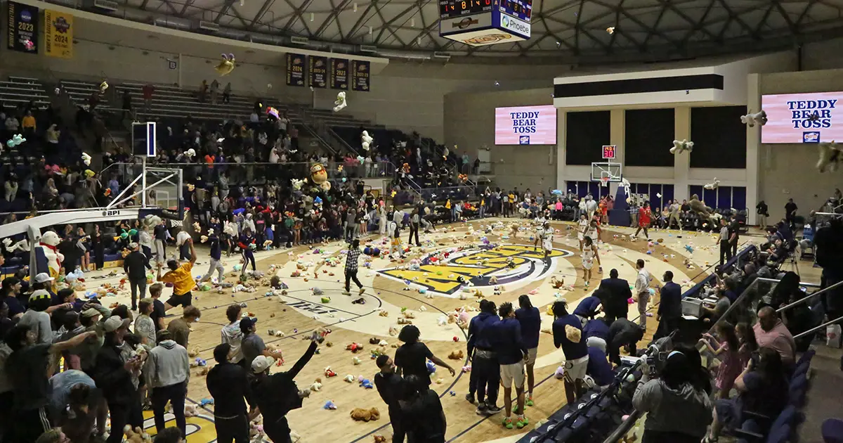 GSW Teddy Bear Toss in basketball arena