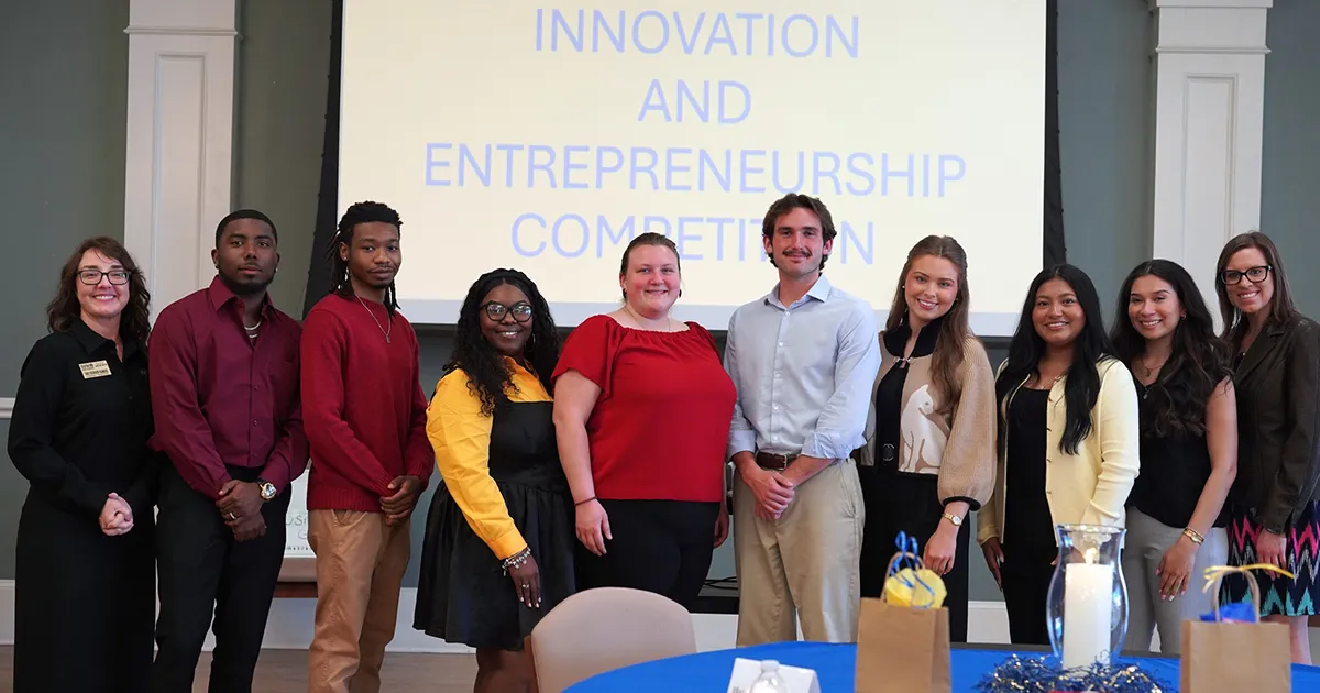 Assistant Professor Toney Duckworth-Chambless, D.B.A., Cedrick Nabb, Elijah Coleman, Katrina Holmes, Katana Glover, Graham Harrod, Macy Taylor, Mily Velasquez, Emily Jimenez, and Senior Lecturer Becca Jones